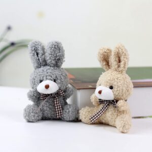 Toyvian 12Pcs Mini Stuffed Animal Bunny Plush Keychain Decoration Rabbit Animal Toy for Easter Eggs Filler Birthday Wedding Party Favors