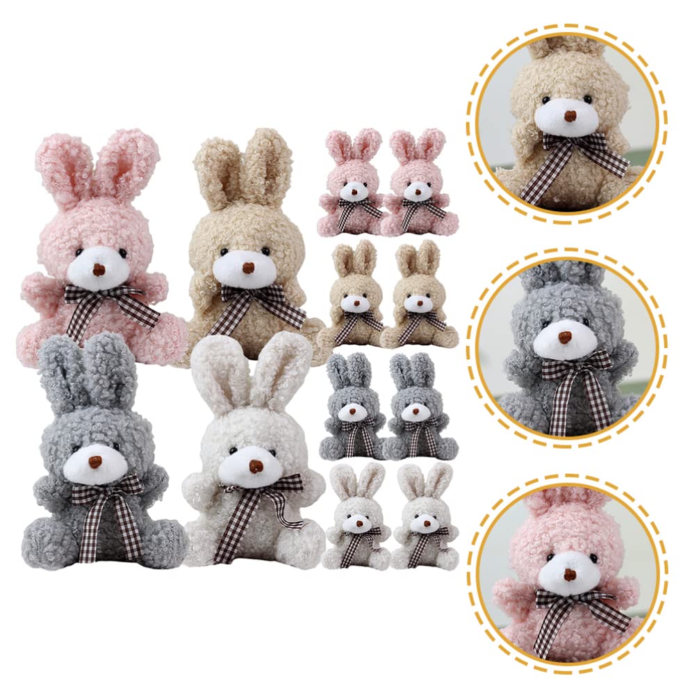 Toyvian 12Pcs Mini Stuffed Animal Bunny Plush Keychain Decoration Rabbit Animal Toy for Easter Eggs Filler Birthday Wedding Party Favors