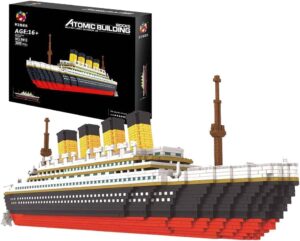 fulholpe titanic model building block set, 3800pcs cruise ship titanic boat model building kit compatible with creator expert 10294