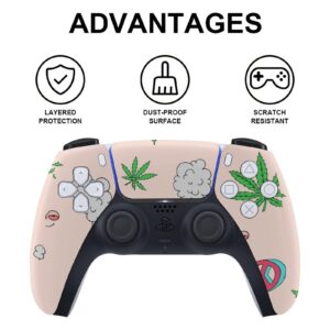 Chemistry Weed Leaves Full Protective Skin Cover Design Wrap Decal Sticker Compatible with PS5 Digital Edition Console and Controller