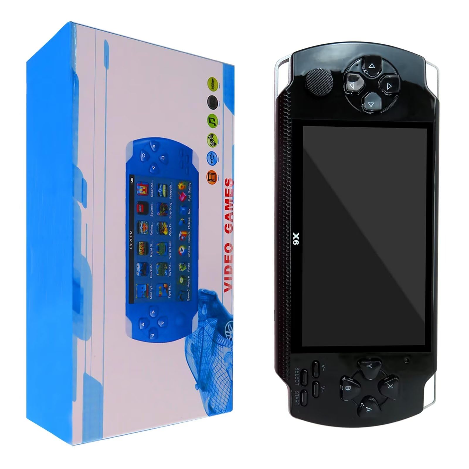 Black Handheld Game Console 4.3 inch Retro Handheld Games Consoles, Support Game Format GBA, NES ,SFC,MD(BIN),GB,GBC,FC,CPS1,CPS2,NEOGEO,SMS(GBA),GG(GBA)