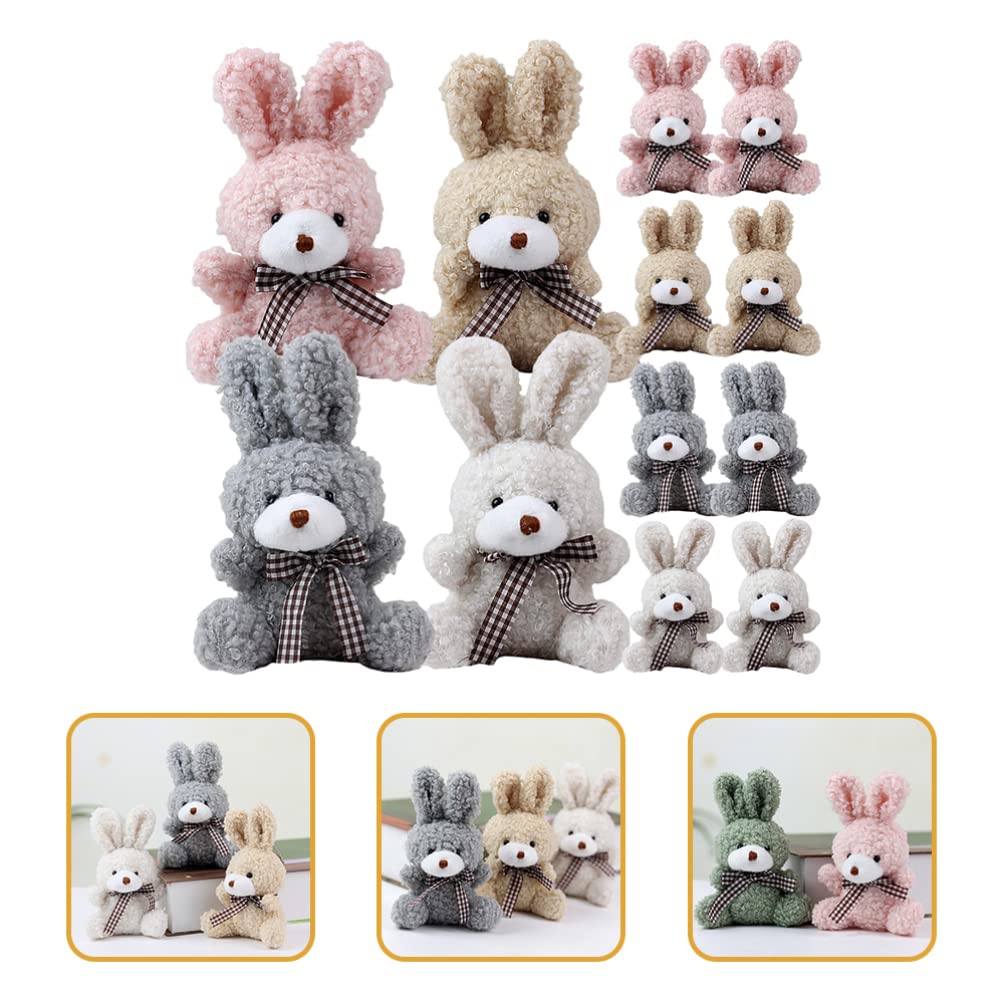 Toyvian 12Pcs Mini Stuffed Animal Bunny Plush Keychain Decoration Rabbit Animal Toy for Easter Eggs Filler Birthday Wedding Party Favors