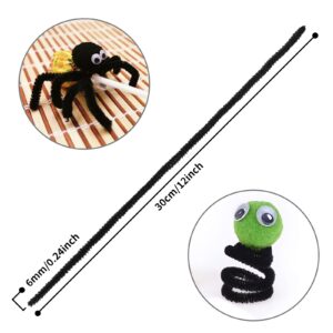 Cuttte Pipe Cleaners Craft Supplies - 100pcs Black Pipe Cleaners Craft and 100pcs 10 Colors Pipe Cleaners, Craft Kids DIY Art Supplies, Pipe Cleaner Chenille Stems