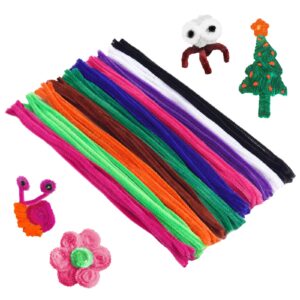 Cuttte Pipe Cleaners Craft Supplies - 100pcs Black Pipe Cleaners Craft and 100pcs 10 Colors Pipe Cleaners, Craft Kids DIY Art Supplies, Pipe Cleaner Chenille Stems