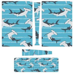 hammerhead shark pattern full protective skin cover design wrap decal sticker compatible with ps5 digital edition console and controller