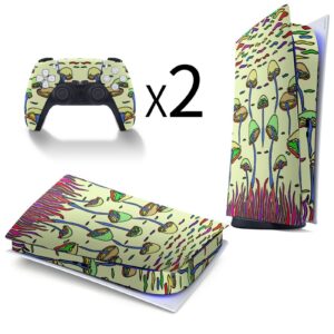 Abstract Magic Mushrooms Full Protective Skin Cover Design Wrap Decal Sticker Compatible with PS5 Digital Edition Console and Controller