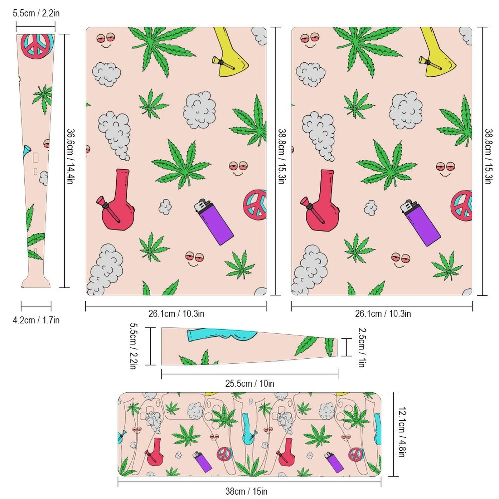 Chemistry Weed Leaves Full Protective Skin Cover Design Wrap Decal Sticker Compatible with PS5 Digital Edition Console and Controller