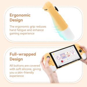 GeekShare Cute Ergonomic Protective Case Compatible with Nintendo Switch OLED Console and Joy-Con, Shock-Absorption and Anti-Scratch Slim Cover Case for Switch OLED Model- Yellow