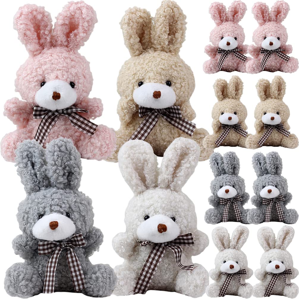 Toyvian 12Pcs Mini Stuffed Animal Bunny Plush Keychain Decoration Rabbit Animal Toy for Easter Eggs Filler Birthday Wedding Party Favors