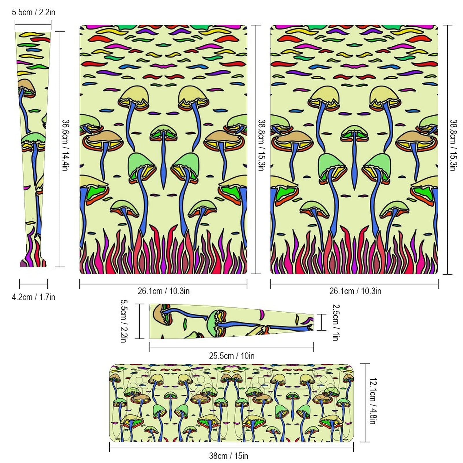 Abstract Magic Mushrooms Full Protective Skin Cover Design Wrap Decal Sticker Compatible with PS5 Digital Edition Console and Controller