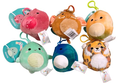 Squishmallows Kellytoy 3.5/'' Assorted Squad Clip On Keychain Mini Plush Doll (Set 6 Prehistoric Squad), 3.5 Inch (Pack of 6) (SQCP00096)