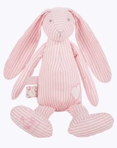 manon des pres plush baby bunny rabbit stuffed animal toys. 100% cotton fabric doll for newborn kids. sleeping gifts for boys and girls. soft, cute blue and pink easter bunny (pink)