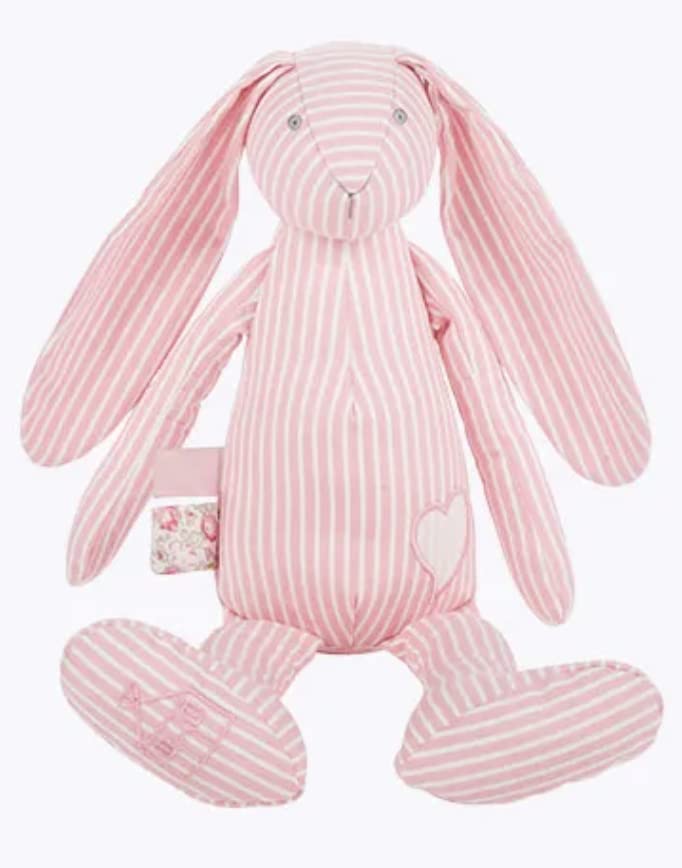 Manon des Pres Plush Baby Bunny Rabbit Stuffed Animal Toys. 100% Cotton Fabric Doll for Newborn Kids. Sleeping Gifts for Boys and Girls. Soft, Cute Blue and Pink Easter Bunny (Pink)