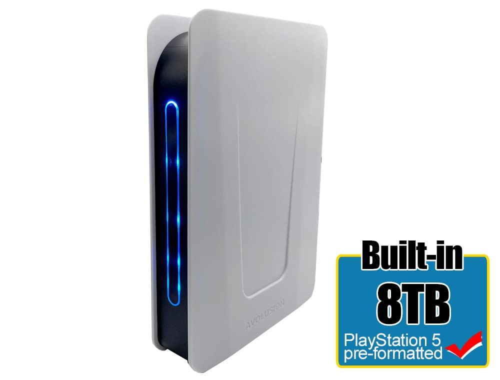 Avolusion PRO-T5 Series 8TB USB 3.0 External Gaming Hard Drive for PS5 Game Console (White)