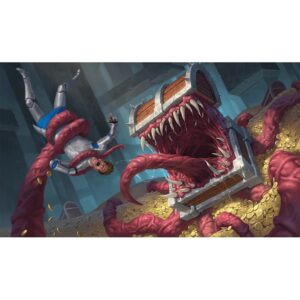 fantasy north - treasure chest mimic - tcg playmat and mouse pad - 24 x 14 inches