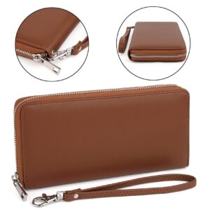 Uromee Wallet Women Vegan Leather Large Ladies Wristlet Purse Card Holder Organizer Clutch Zipper Pocket