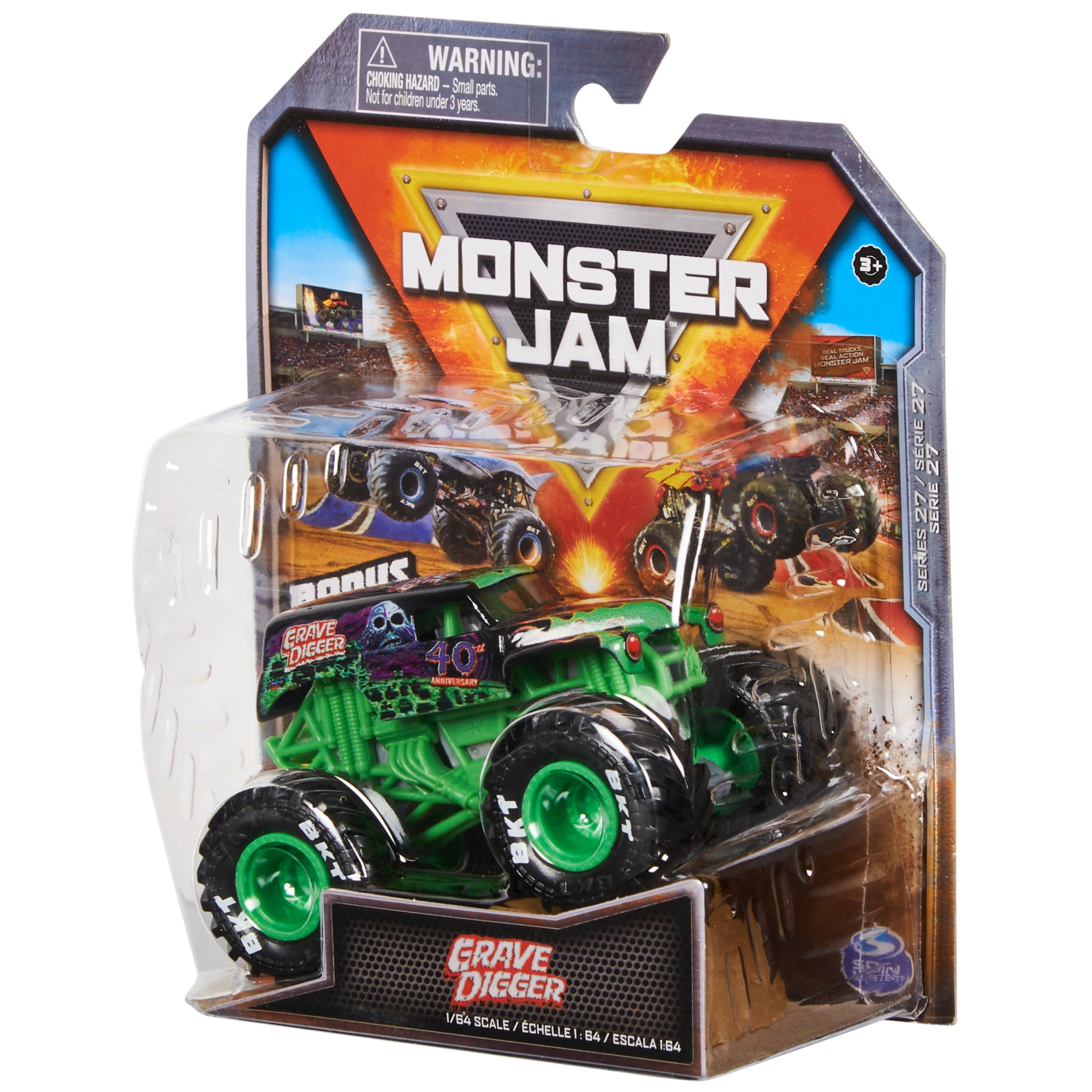 Monster Jam, Official Grave Digger Monster Truck, Die-Cast Vehicle, 1:64 Scale, Kids Toys for Boys Ages 3 and up