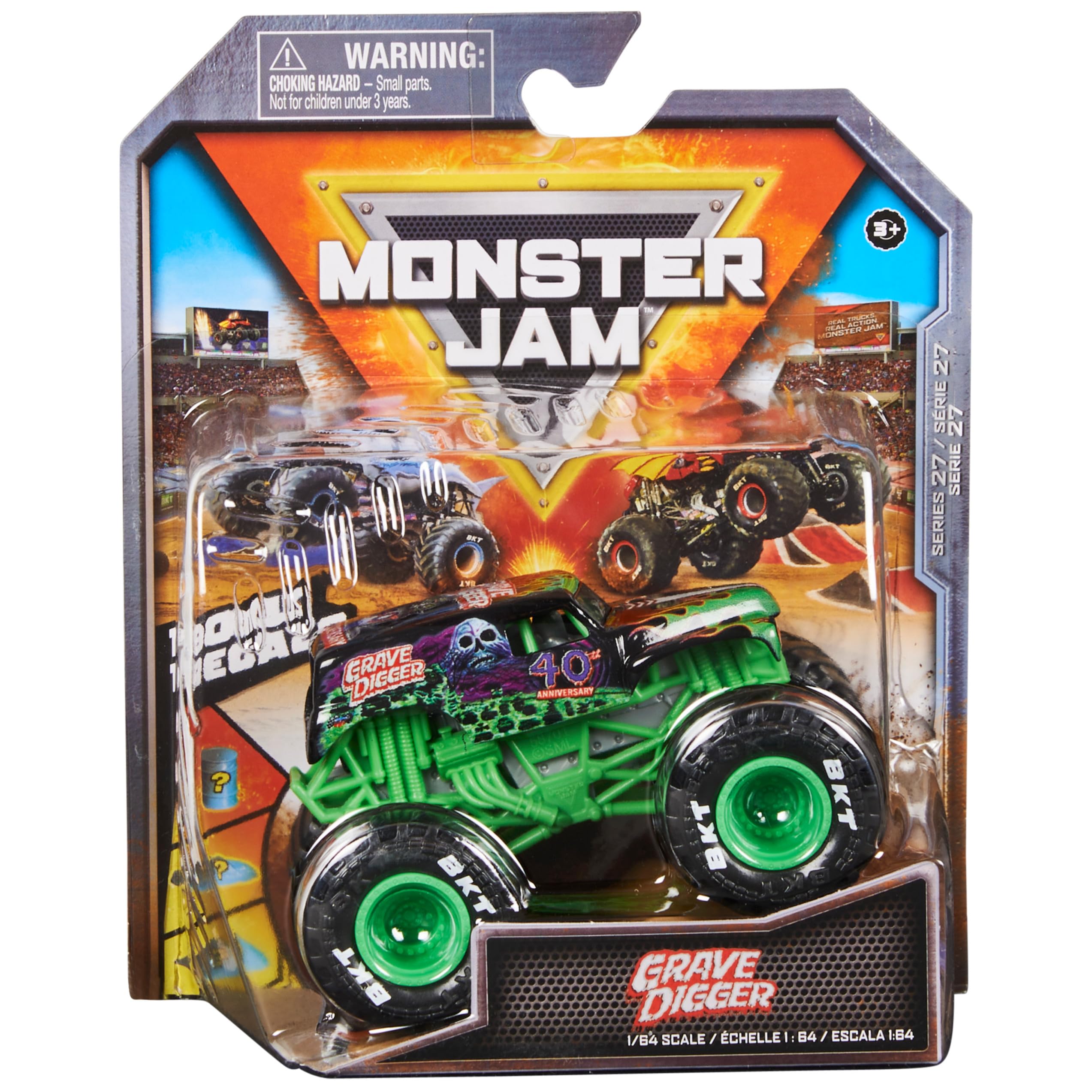 Monster Jam, Official Grave Digger Monster Truck, Die-Cast Vehicle, 1:64 Scale, Kids Toys for Boys Ages 3 and up