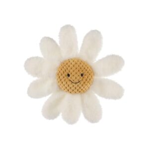 apricot lamb baby lovey daisy soft rattle toy, plush stuffed flowers for newborn soft over 0 months (white daisy, 8.5 inches)