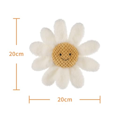 Apricot Lamb Baby Lovey Daisy Soft Rattle Toy, Plush Stuffed Flowers for Newborn Soft Over 0 Months (White Daisy, 8.5 Inches)