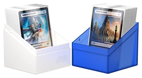 Ultimate Guard Boulder Synergy 100+, Deck Case for 100 Double-Sleeved TCG Cards, White/Blue, Secure & Durable Storage for Trading Card Games