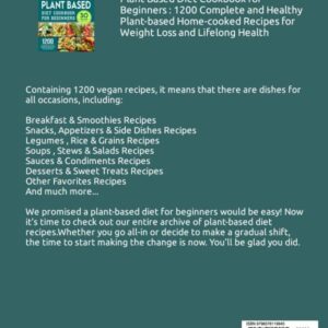 Plant Based Diet Cookbook for Beginners: 1200 Complete and Healthy Plant-based Home-cooked Recipes for Weight Loss and Lifelong Health