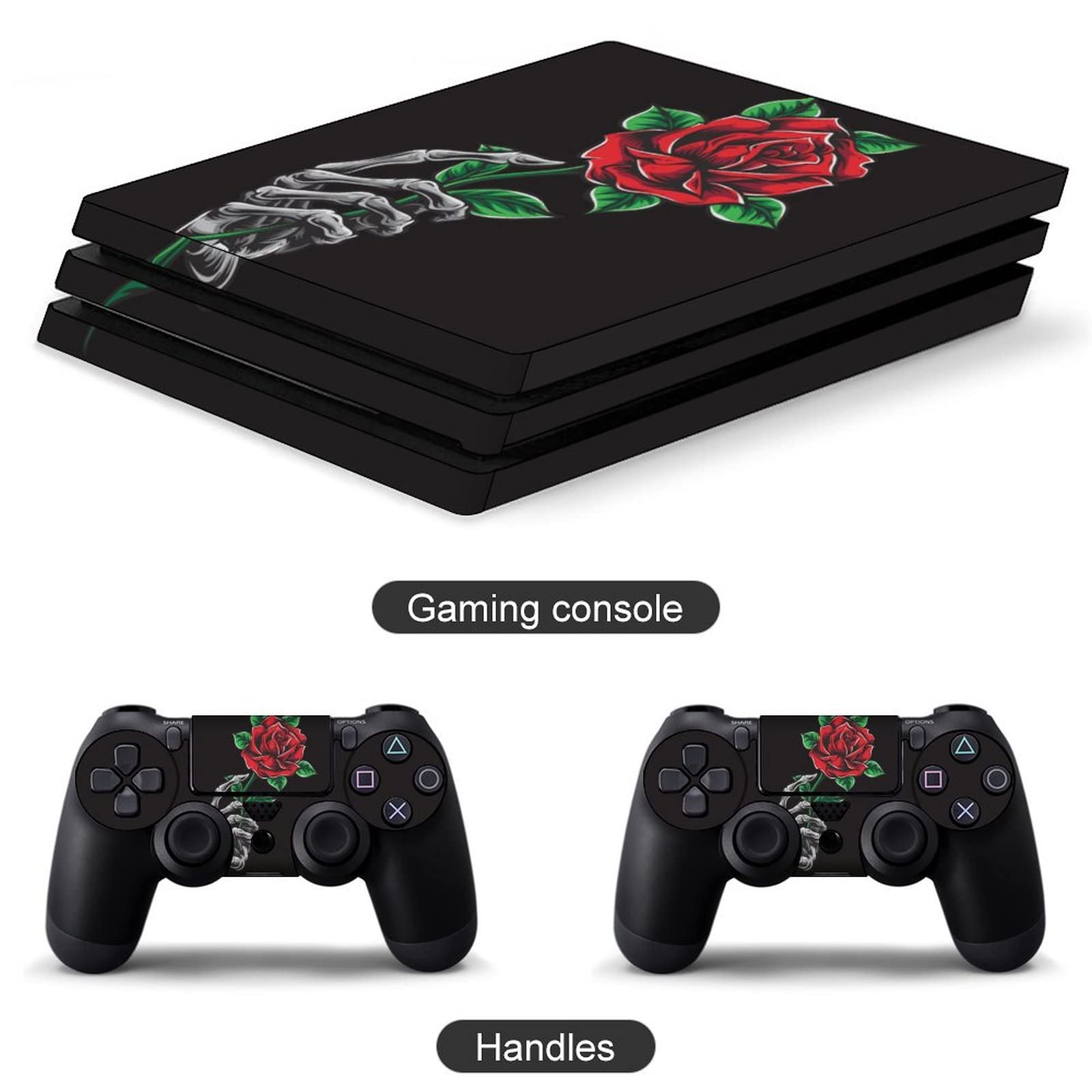 Skeleton Hand Holding Rose Sticker for P-S4 Controller Full Protective Skin Cover Design Wrap Decal Sticker Compatible with P-S4 Print