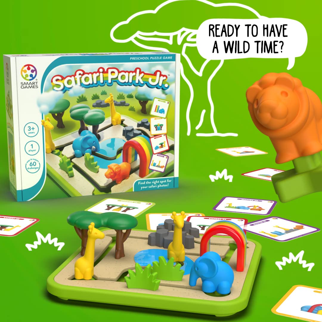 SmartGames Safari Park Jr. Preschool Puzzle Game with 60 Challenges for Ages 3 and Up