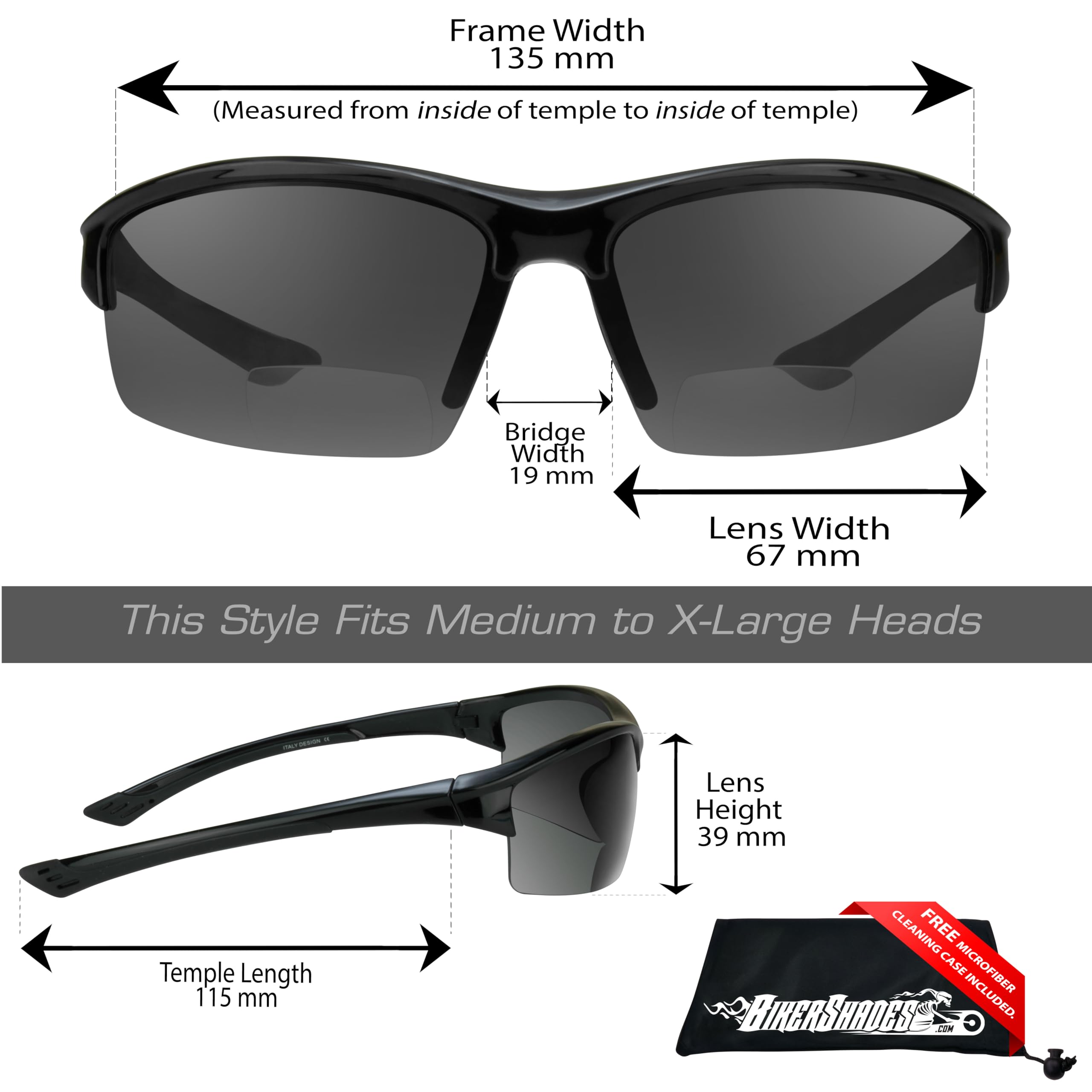 proSPORT Polarized Bifocal Sunglasses Readers Fishing Golf Tennis Cycling Motorcycle Running Driving Gray Lens Men Women 1.00 +1.25 +1.50 +1.75 +2.00 +2.25 +2.50 BQ