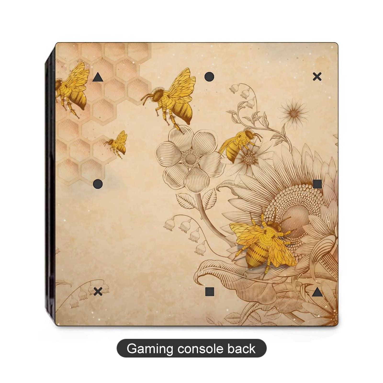 Retro Honey Bees and Wildflowers Sticker for P-S4 Controller Full Protective Skin Cover Design Wrap Decal Sticker Compatible with P-S4 Print