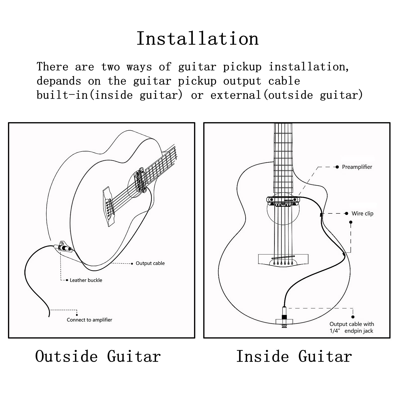 Acoustic Guitar Pickup Rechargable Active Soundhole Guitar Pickup Adjustable Pickup for Guitar Magnetic Coil Build-in Volume Control Guitar Microphone Acoustic Pickup