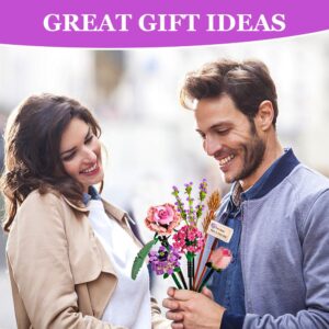 OSDUE Mini Bricks Flower Bouquet Building Sets, Artificial Flowers, DIY Unique Decoration Home, 547 Pieces Botanical Collection for Couples Women Wife for Valentine's Day