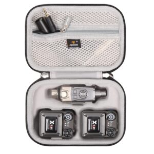 aproca hard travel storage case, for xvive u4r2 wireless in-ear monitor system transmitter and 2 receiver