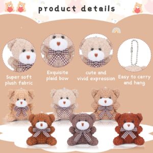 24 Pack Mini Bear Toys Bulk Plush Stuffed Animals Jointed Doll 3.15 Inch Bear Keychain for Teens Girls Adult Birthday Wedding Graduation Gift Decoration Party Favor Backpack DIY Pendant (Stylish)