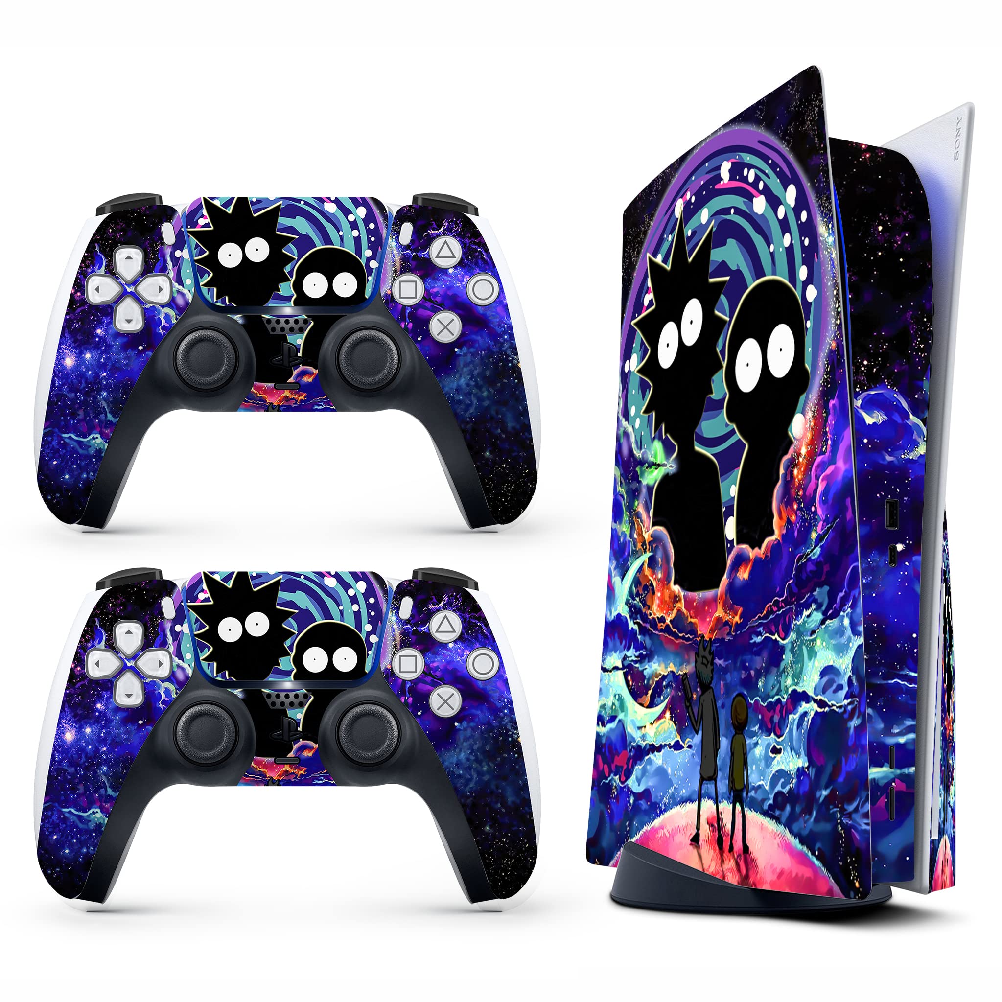 HK Studio Hippie Metaverse Decal Sticker Skin Specific Cover for Both PS5 Disc Edition and Digital Edition - Waterproof, No Bubble, Including 2 Controller Skins and Console Skin