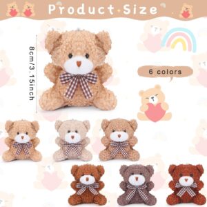 24 Pack Mini Bear Toys Bulk Plush Stuffed Animals Jointed Doll 3.15 Inch Bear Keychain for Teens Girls Adult Birthday Wedding Graduation Gift Decoration Party Favor Backpack DIY Pendant (Stylish)