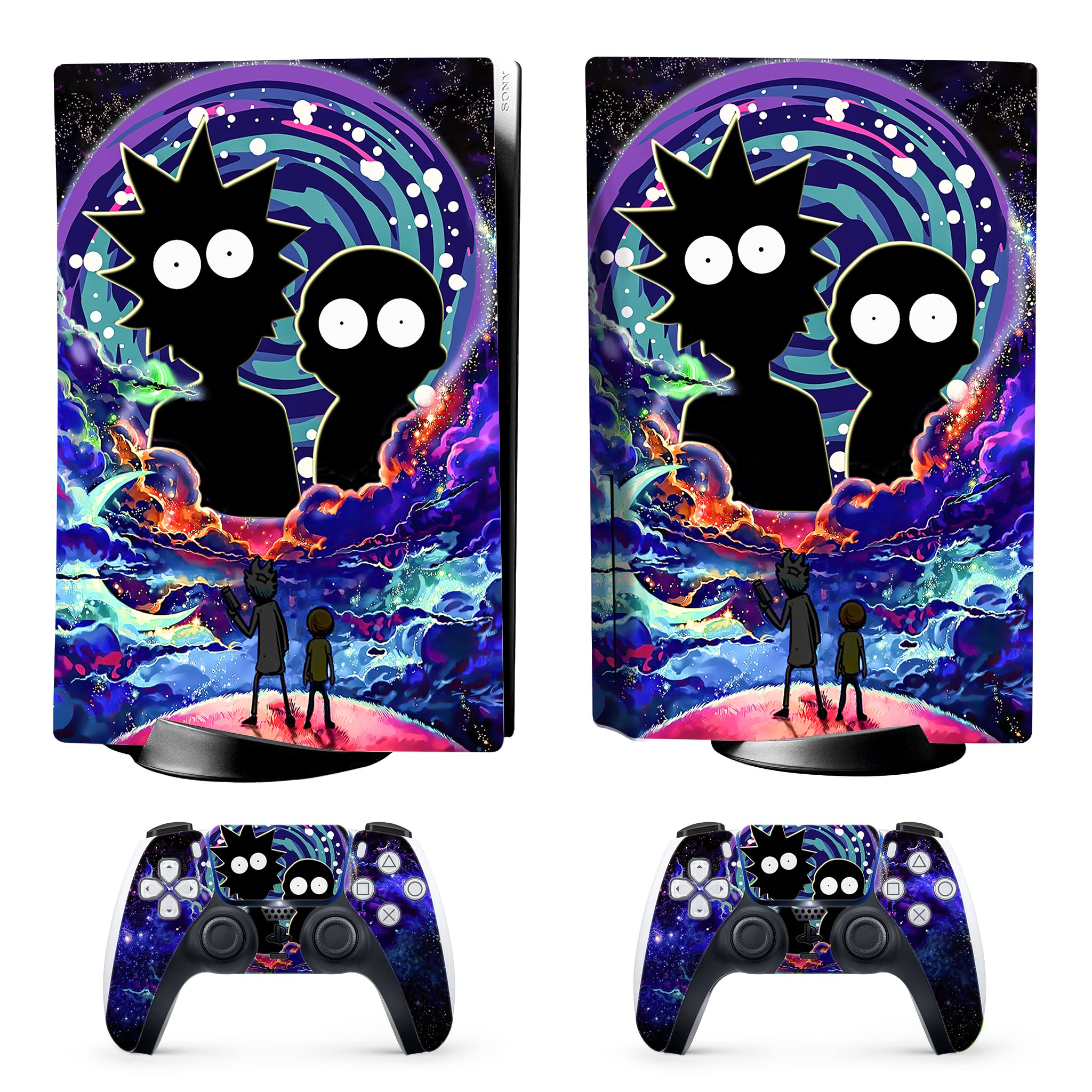 HK Studio Hippie Metaverse Decal Sticker Skin Specific Cover for Both PS5 Disc Edition and Digital Edition - Waterproof, No Bubble, Including 2 Controller Skins and Console Skin