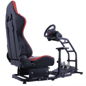 Gazzyt Racing Simulator Cockpit Stand with Red Racing Chair Adjustable Racing Wheel Stand fit for Logitech G27 G29 G920, Thrustmaster T300 T300RS T248, Without Wheel Pedal and Shifter