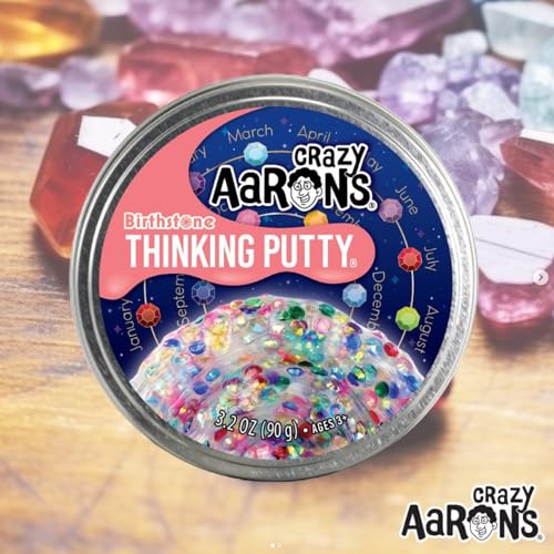 Crazy Aaron's Birthstone Thinking Putty 4" Tin See-Through Putty, Soft Texture Thinking Putty - Non-Toxic Sensory Play Putty - Never Dries Out - Creative Toy for Ages 3+