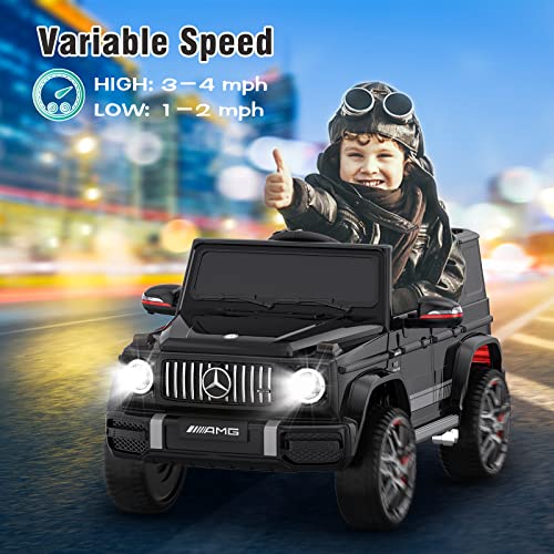 ANPABO 24V 4WD Licensed Mercedes-Benz G63 Ride on Car w/Parent Remote Control, 4WD/2WD Switchable, Real-Time Battery Level, LED Headlight & Music Player, Ideal Electric Car for Kids, Black