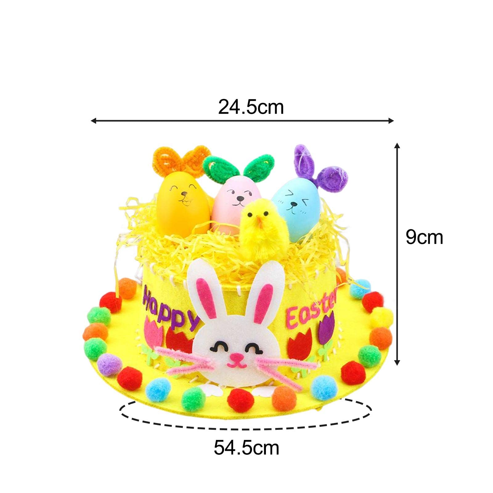 Menolana Children DIY Easter Hat Set Decorations Crafts, to Make Your Own Easter Bonnet Game Supplies for Kindergarten, Yellow