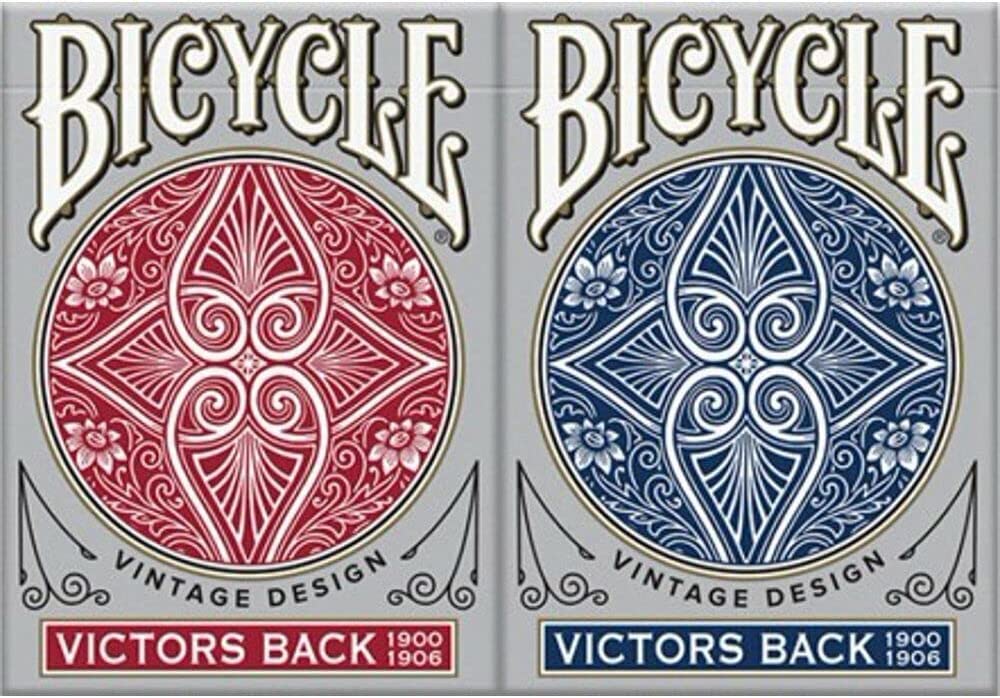 Bicycle Victors Back Vintage Design Playing Cards 2 Deck Set 1 Red & 1 Blue