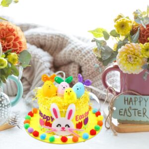 Menolana Children DIY Easter Hat Set Decorations Crafts, to Make Your Own Easter Bonnet Game Supplies for Kindergarten, Yellow