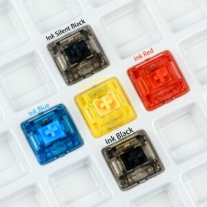 Gateron Ink Series V2 Transparent Smokey Housing 5 pin Switches Black Silent Black Blue Box Yellow Red Custom Switch for All Mechanical Keyboard (Ink Black 70 PCS)