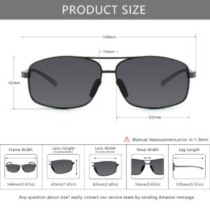 SUNGAIT Ultra Lightweight Rectangular Polarized Sunglasses UV400 Protection (Black Frame Brown Lens+Gunmetal Frame Gray Lens)