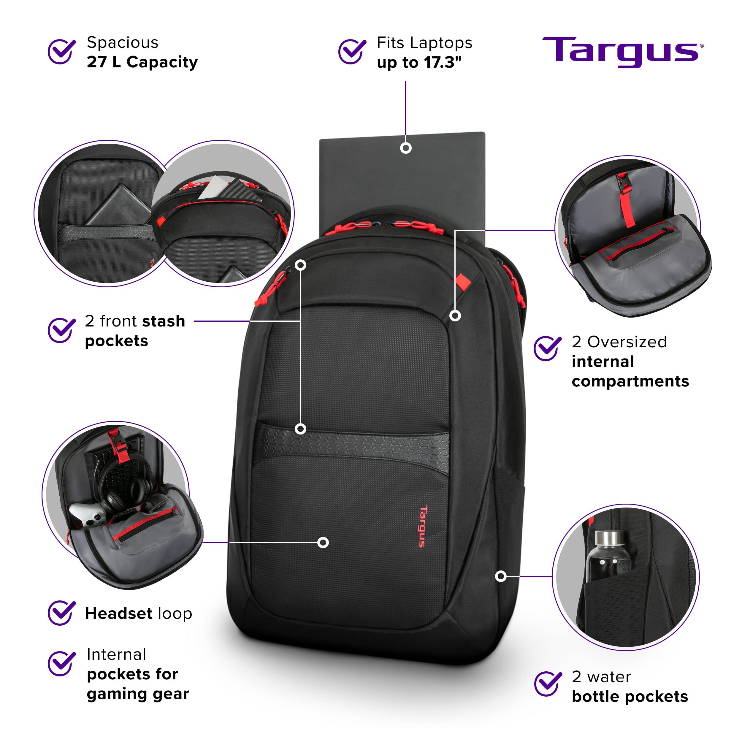 Targus 17.3” Strike II Gaming Backpack (TBB639GL)