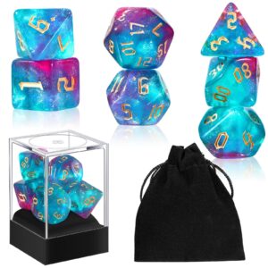 d20 dice set dice resin translucent colors polyhedral dice with dice box and organza bag giant d4 d6 d8 d10 d12 d20 dice set for role play games and table games