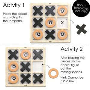 Keeping Busy Tic Tac Toe Wooden Game with Templates - Dementia Activities for Seniors – Alzheimers Activities for Dementia Patients - Busy Boxes for Dementia Patients - Big Matching Games for Adults