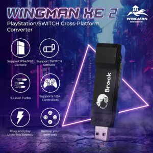 Brook Wingman XE 2 Converter - Two in One Wireless Controller Adapter for PS, Switch Consoles, and PC, Supports Remap and Adjustable Turbo