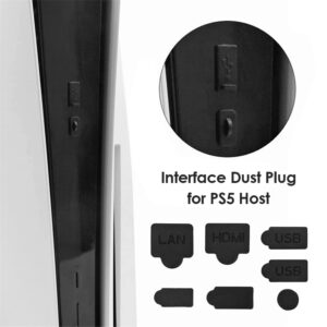 7pcs Silicone Dust Stopper Dustproof Case Kits Dust Plugs Set For PS 5 USB HDMI-Compatible Interface Dustproof Cover for PS5 Anti-Dust Cap Game Console Protector